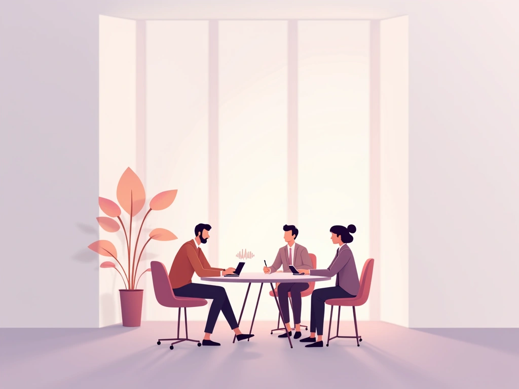People meeting in person with a phone capturing the conversation