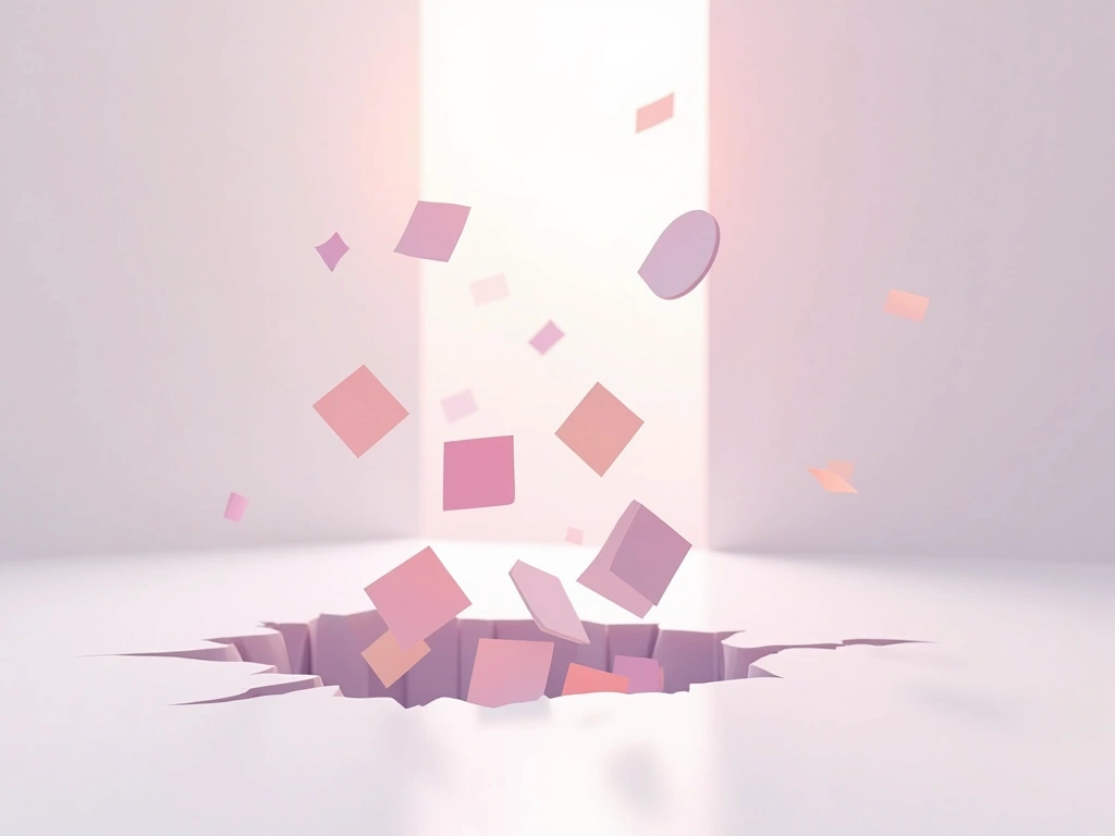 Sticky notes and speech bubbles slipping through a crack in the floor